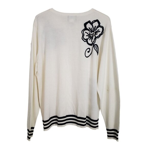 Koos Of Course Floral Cardigan Sequins Embellished Knit Button Up Womens Size XL - Picture 7 of 13